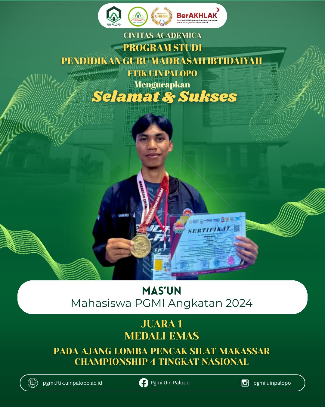 Mahasiswa UIN Palopo Sabet Emas di Kejurnas Pencak Silat Makassar Championship IV