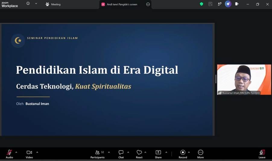 Kaprodi Magister PAI UIN Palopo Jadi Narasumber Webinar Nasional UNUGIRI, Tekankan Sinergi Teknologi dan Spiritualitas